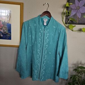 Vintage Suede Bonworth Teal Embroidered Jacket Large
